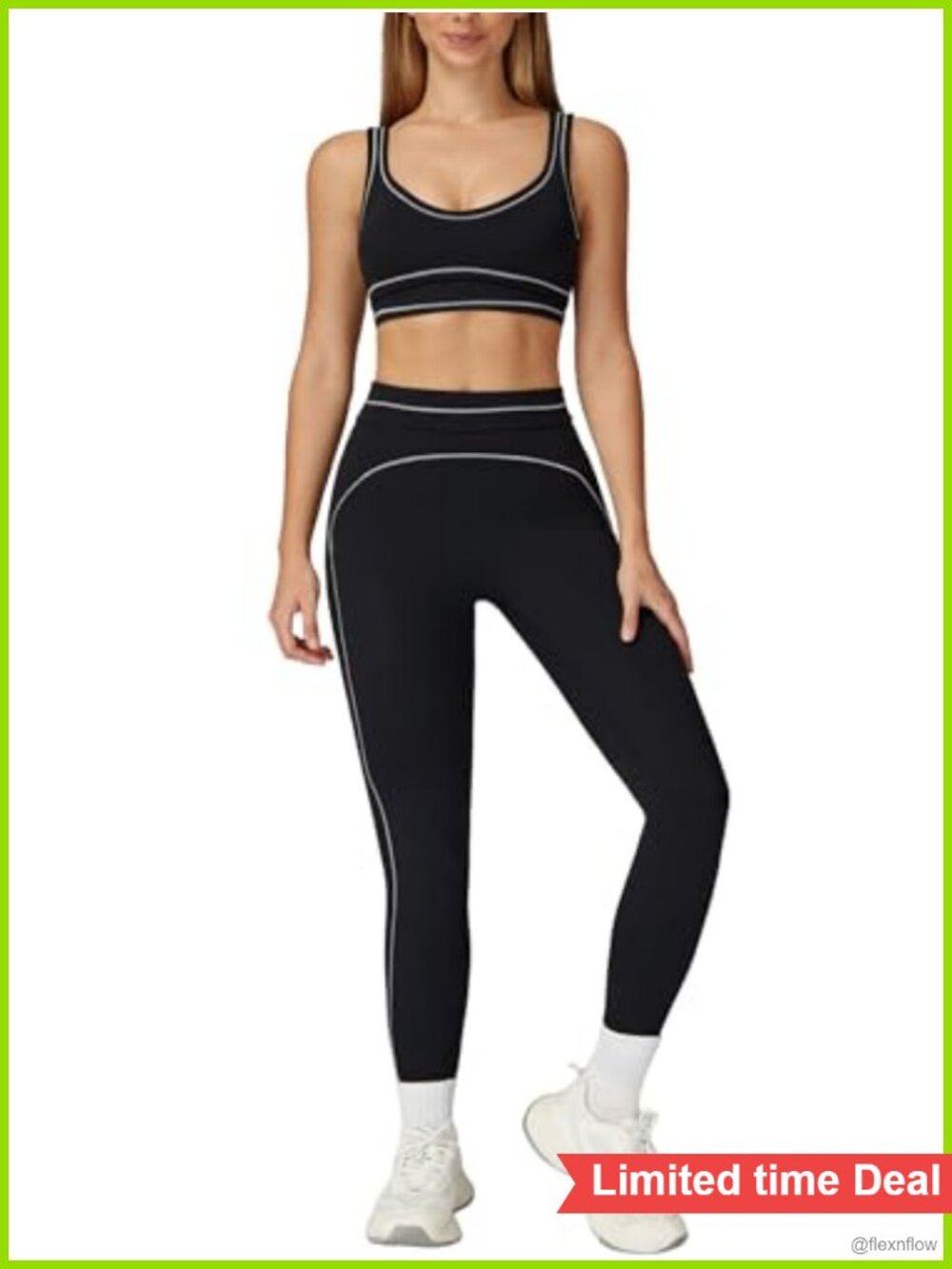 Women 2 Piece Workout Set U Back Sports Bra High Waist Leggings Yoga